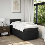 vidaXL Sommier à lattes de lit avec matelas Noir 90x200 cm Tissu