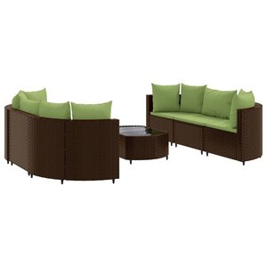 vidaXL Salon de jardin avec coussins 7 Pièces marron résine tressée