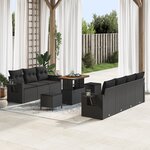Ensemble de Canapés de Jardin de 10 Pièces avec Coussins Noir en Rattan Poly
