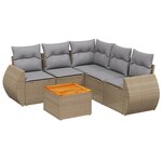 vidaXL Salon de jardin avec coussins 6 Pièces beige résine tressée