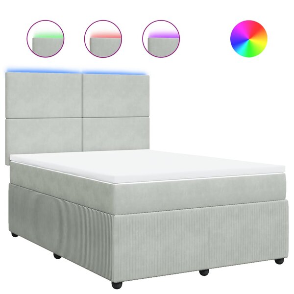 vidaXL Sommier à lattes de lit et matelas Gris clair 140x190cm Velours