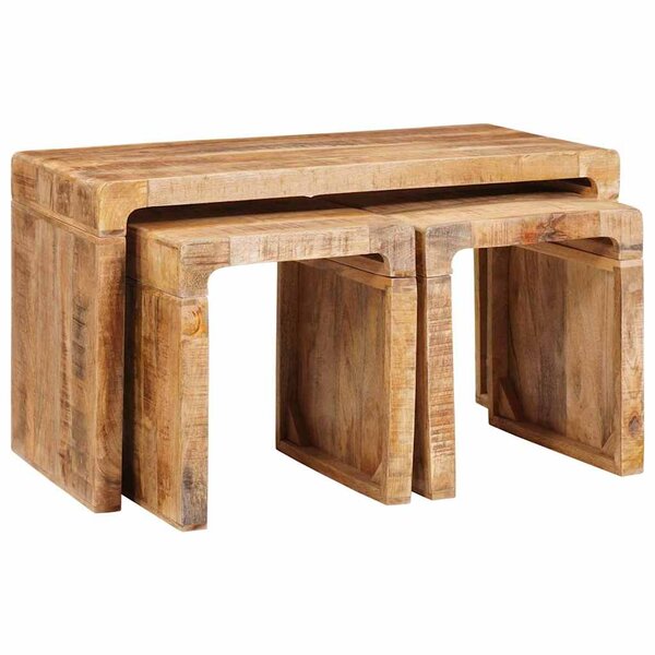 vidaXL Tables gigognes 3 Pièces bois de manguier massif