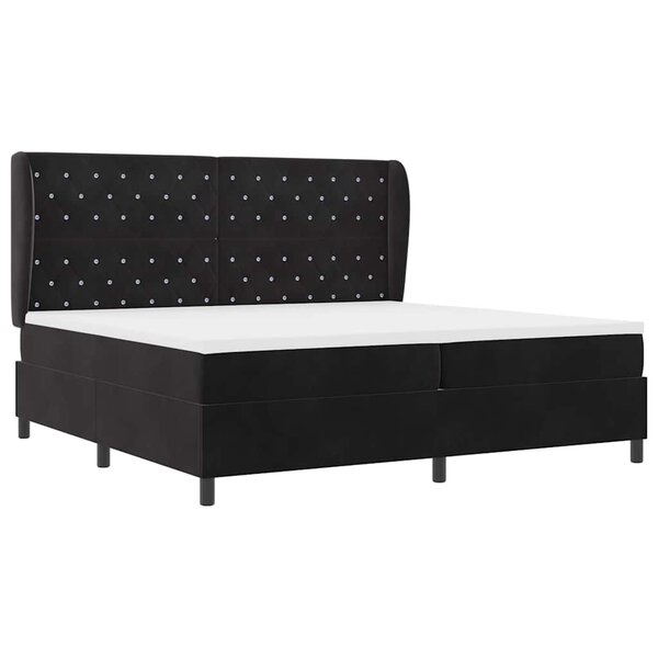 vidaXL Lit à ressorts avec matelas Noir 200 x 200 cm Velours