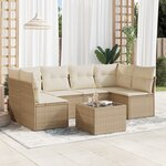 vidaXL Salon de jardin avec coussins 7 Pièces beige résine tressée