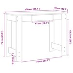 vidaXL Bureau noir 100x45x75 cm bois d'ingénierie