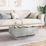 vidaXL Table basse avec LED gris béton 70x50x30 cm bois d'ingénierie