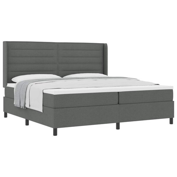 vidaXL Lit à ressorts avec matelas Gris foncé 200 x 200 cm tissu