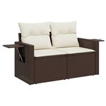 vidaXL Salon de jardin 4 Pièces avec coussins marron résine tressée