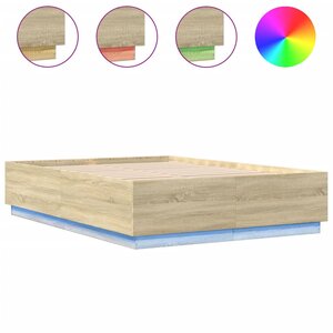 vidaXL Cadre de lit avec LED sans matelas chêne sonoma 160x200 cm