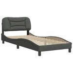 vidaXL Cadre de lit avec tête de lit Gris foncé 90x200 cm Tissu