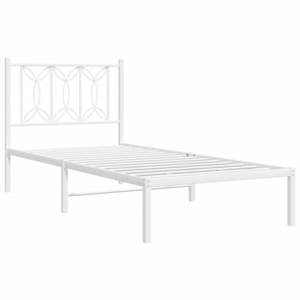 vidaXL Cadre de lit métal sans matelas avec tête de lit blanc 75x190cm