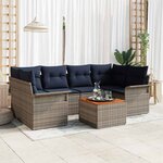vidaXL Ensemble de canapé de jardin avec coussin 7 Pièces Gris et marine