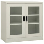 Armoire de bureau gris clair 90 x 40 x 90 cm avec 2 étagères réglables design iconique en acier gris clair 02_0046803