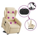 vidaXL Fauteuil inclinable de massage Crème Tissu