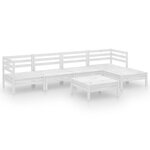 vidaXL Salon de jardin 6 Pièces Bois de pin massif Blanc