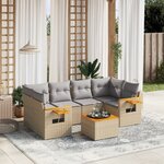 vidaXL Salon de jardin avec coussins 7 Pièces beige résine tressée