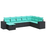 vidaXL Salon de jardin 8 Pièces avec coussins noir résine tressée