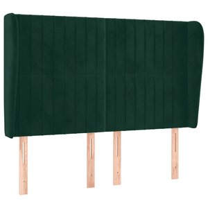 vidaXL Tête de lit avec oreilles Vert foncé 147x23x118/128 cm Velours