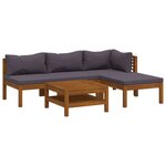 vidaXL Salon de jardin 5 Pièces avec coussin Bois d'acacia solide