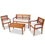 vidaXL Salon de jardin avec coussins 4 Pièces bois de teck solide