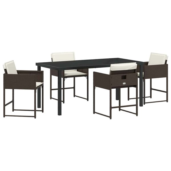 vidaXL Ensemble de salle à manger pour jardin 5 Pièces Marron polyrotin