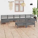vidaXL Salon de jardin 9 Pièces Gris Bois de pin massif