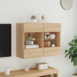 vidaXL Meuble TV mural avec lumières LED chêne sonoma 78 5x30x60 5 cm