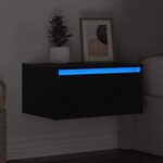 vidaXL Table de chevet murale avec lumières LED chêne noir