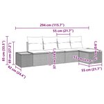 vidaXL Ensemble de Canapé de Jardin 5 Pièces avec Coussins Gris Rattan Acacia