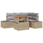 vidaXL Ensemble de canapé de jardin 5 Pièces Beige Poly rotin