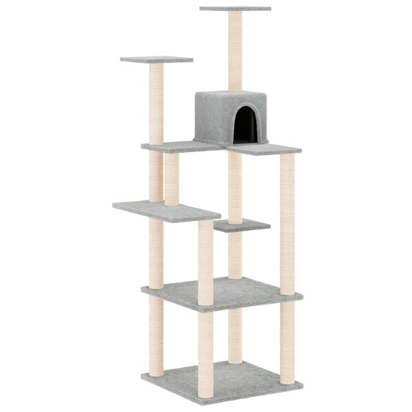 vidaXL Arbre à chat avec griffoirs en sisal Gris clair 153 cm