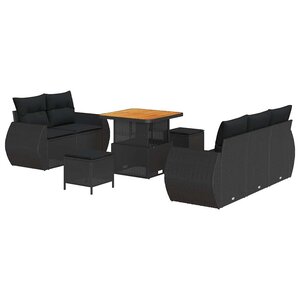 vidaXL Ensemble de canapé de jardin 8 Pièces Noir polyrotin