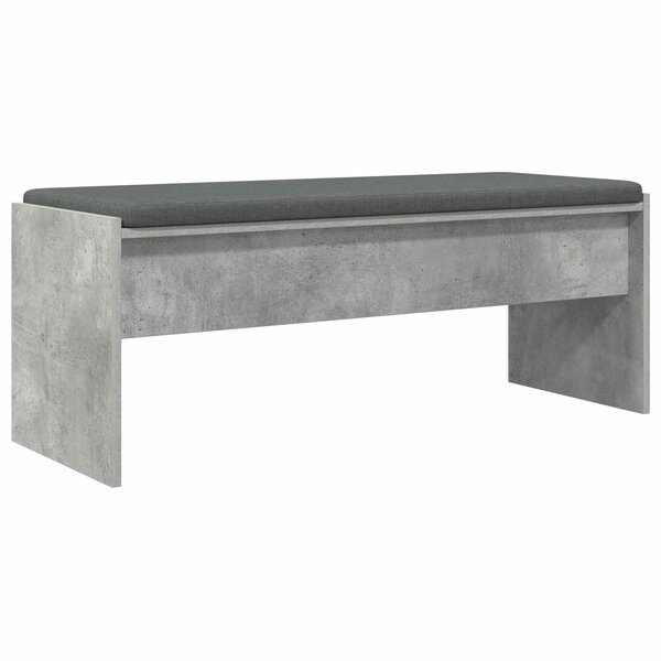vidaXL Banc d'entrée avec coussin Gris béton 103 x 38 x 40 cm