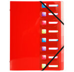 10 Trieurs Crystal - 3 rabats - 8 compartiments - A4 - Couleur aléatoire EXACOMPTA