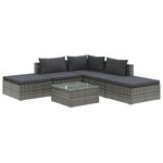 vidaXL Salon de jardin 6 Pièces avec coussins Résine tressée Gris