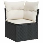 vidaXL Salon de jardin avec coussins 9 Pièces noir résine tressée acacia