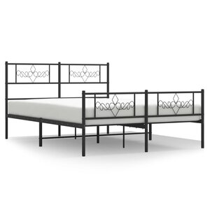 vidaXL Cadre de lit métal sans matelas avec pied de lit noir 120x190cm
