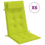 vidaXL Coussins de chaise à dossier haut lot de 6 vert vif