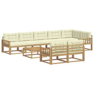vidaXL Ensemble de canapés d'extérieur 9 pc Blanc et crème Polyester