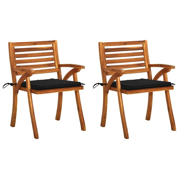 vidaXL Chaises à manger de jardin avec coussins lot de 2 Acacia massif