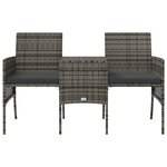 vidaXL Canapé de jardin 2 places avec table et tabourets gris rotin