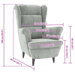 vidaXL Fauteuil gris clair velours