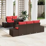 vidaXL Ensemble de Canapés 6 Pièces Marron et rouge polyrotin
