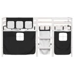 vidaXL Lit mezzanine enfants et rideaux blanc/noir 90x190cm pin massif