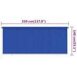 vidaXL Store roulant d'extérieur 350x140 cm Bleu PEHD