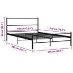 vidaXL Cadre de lit avec tête de lit sans matelas noir 140x200cm métal