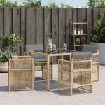 vidaXL Chaises de jardin avec coussins lot de 4 mélange beige