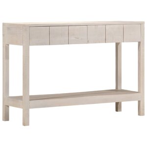 vidaXL Table console blanc 110x35x75 cm bois de manguier solide