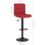 vidaXL Tabouret de bar Rouge bordeaux Tissu