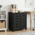vidaXL Cabinet roulant Noir 63 5 x 39 x 65 5 cm Bois de Pin Massif